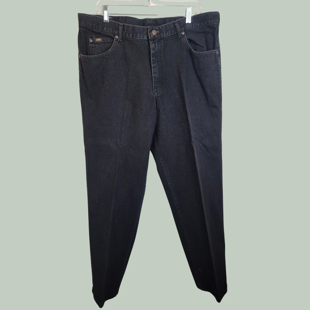 Lee Jeans Vintage 90s Made in USA Relaxed Fit Straight Leg Denim Black 40x30